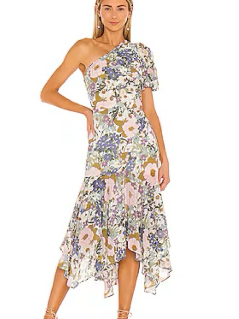 Astr Santorini Dress in Off White Retro Floral